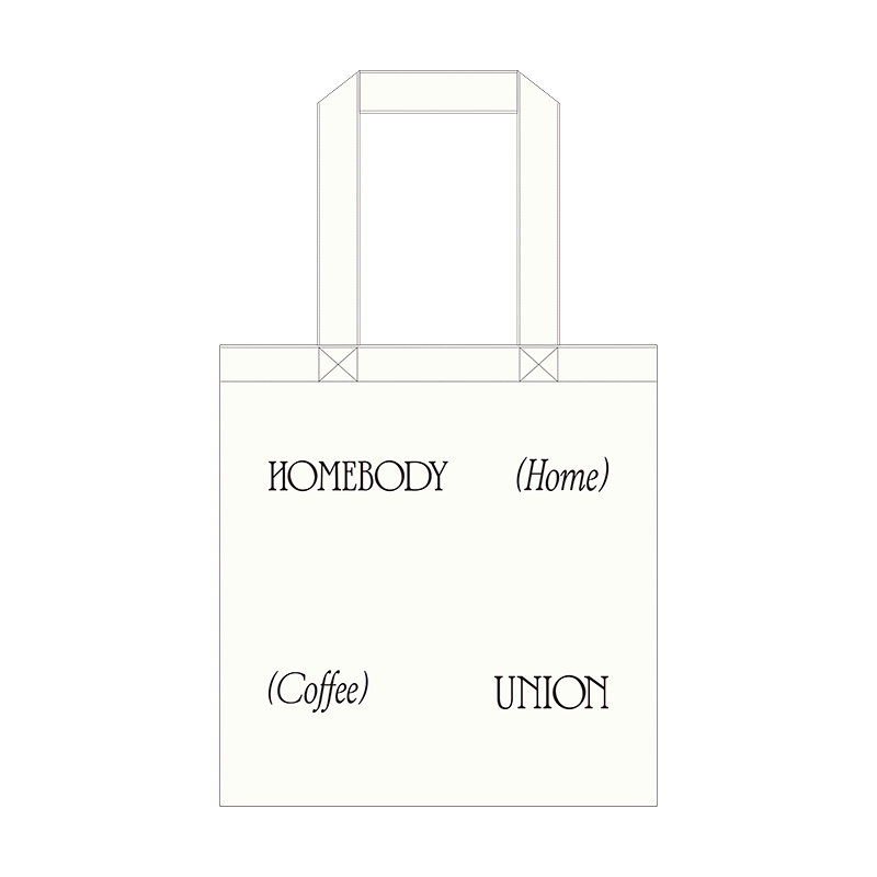 Homebody Union canvas tote bag with minimalist logo design