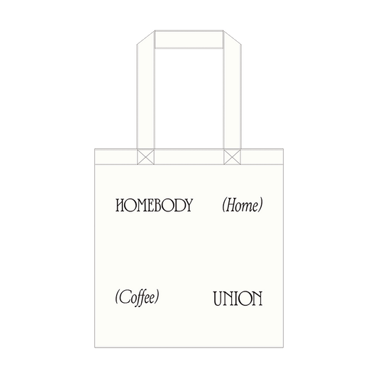 Homebody Union canvas tote bag with minimalist logo design